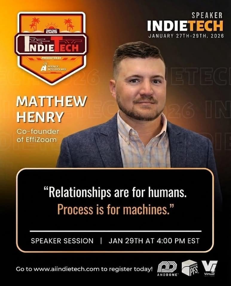 Matthew Henry speaker card for IndieTech 2026 — Co-founder of EffiZoom