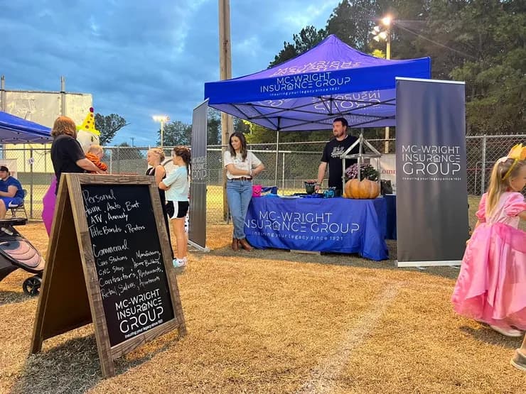 Mc-Wright Insurance Group booth at community Halloween event